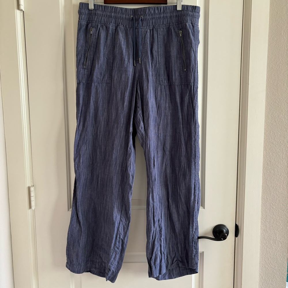 Athleta cabo linen textured wide leg pants size 14 EUC
